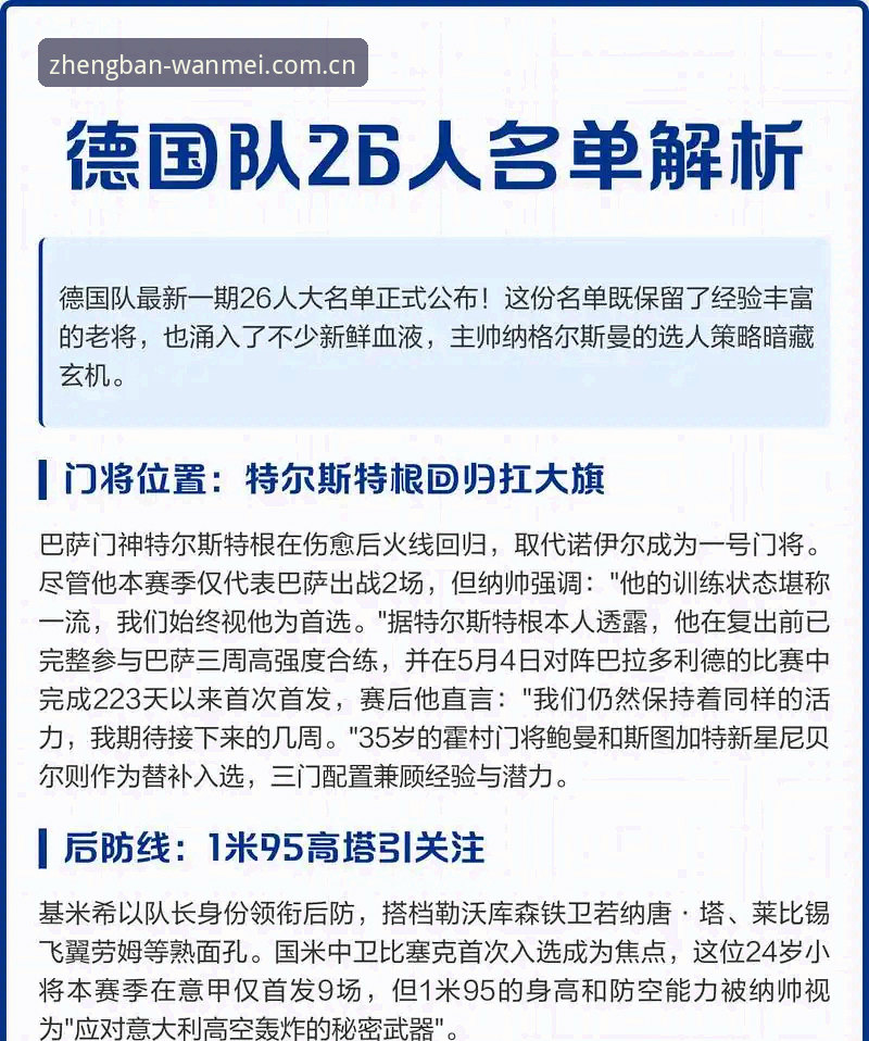 德国队世界杯大名单最新动态：诺伊尔回归创造历史，18岁新星卡尔入围